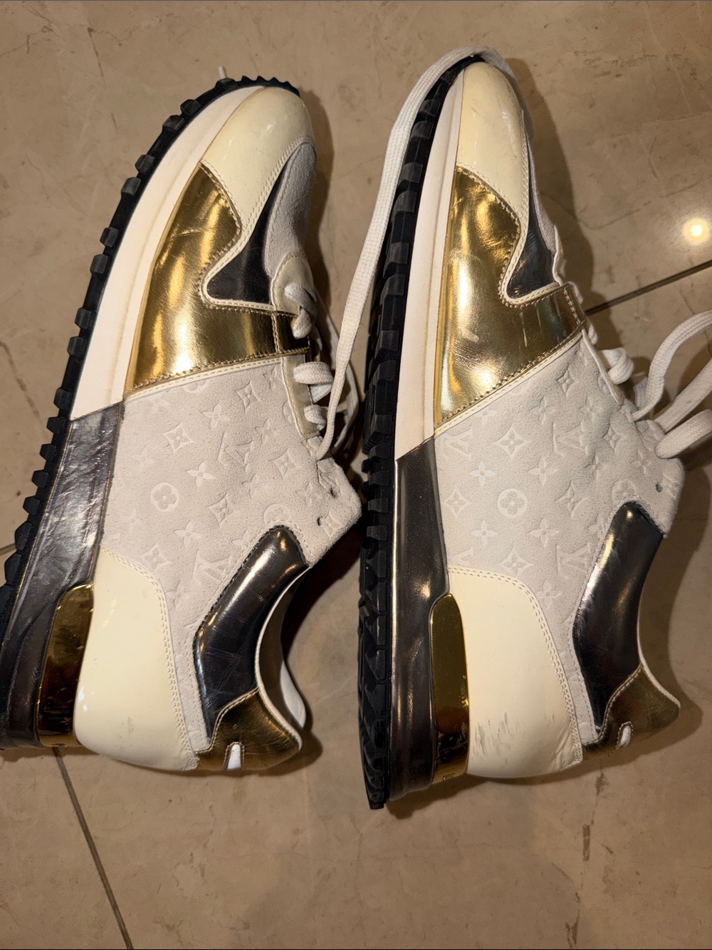 Louis Vuitton White Sneakers with Gold and Silver Accents size 39 - Picture 2 of 5